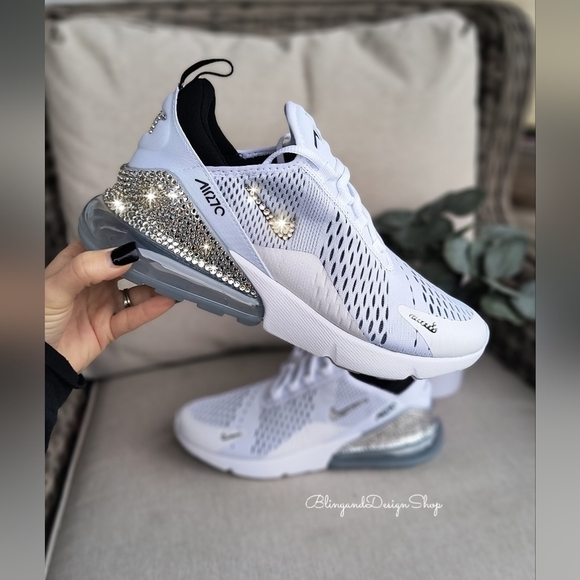 Nike Shoes - Women's Nike Air Max 270 White Sneakers made with Swarovski Crystals Custom
